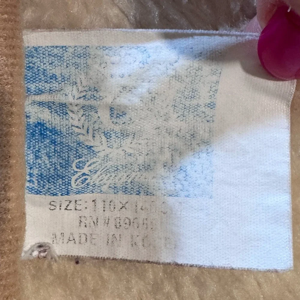 Vintage Korean Faux Fur Mink Baby Blanket Teddy Bear Puppy Balloons Tan 40 x 53